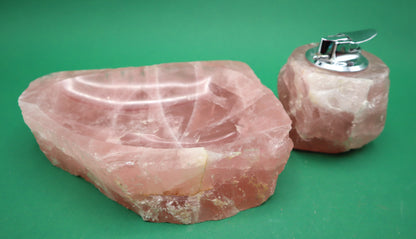 Accendino e posacenere al quarzo rosa Set