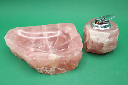 Accendino e posacenere al quarzo rosa Set