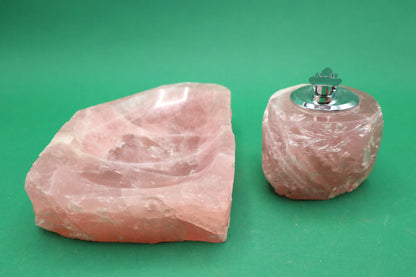 Accendino e posacenere al quarzo rosa Set