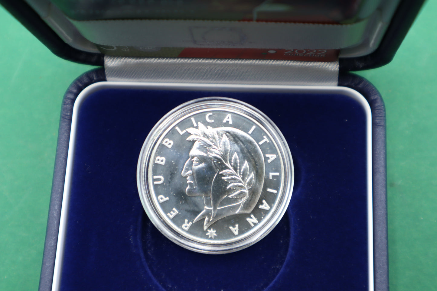 5 € Ag Dante Purgatorio Colorato - Italia 2022- Confezione In Cofanetto E Certificato - 700° Anniversario Della Scomparsa Di Dante Alighieri